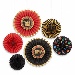 Roll the Dice Casino Night Paper Fan Decorations, 6-Pack