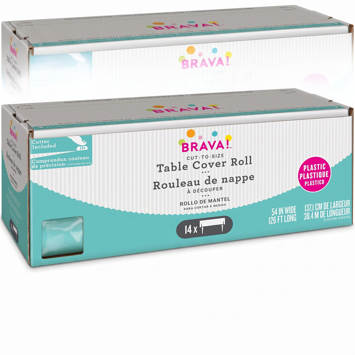 Robins Egg Blue Plastic Table Cover Roll with Slide Cutter, 40" x 126-ft