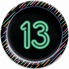 Neon Light 13th Birthday 7" Round Paper Plates