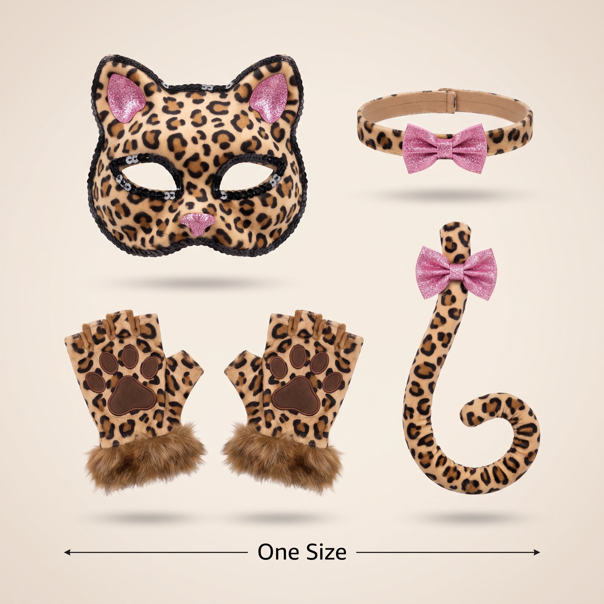 Spotted Leopard Costume Kit for Kids - Mask, Tail, and Accessories