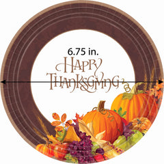 Autumn Harvest Thanksgiving Paper Plates - 6.75"
