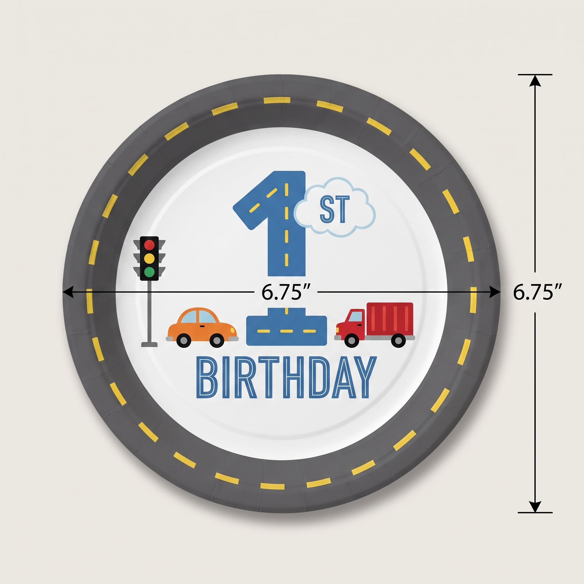 "On the Road" 1st Birthday 6.75" Plates