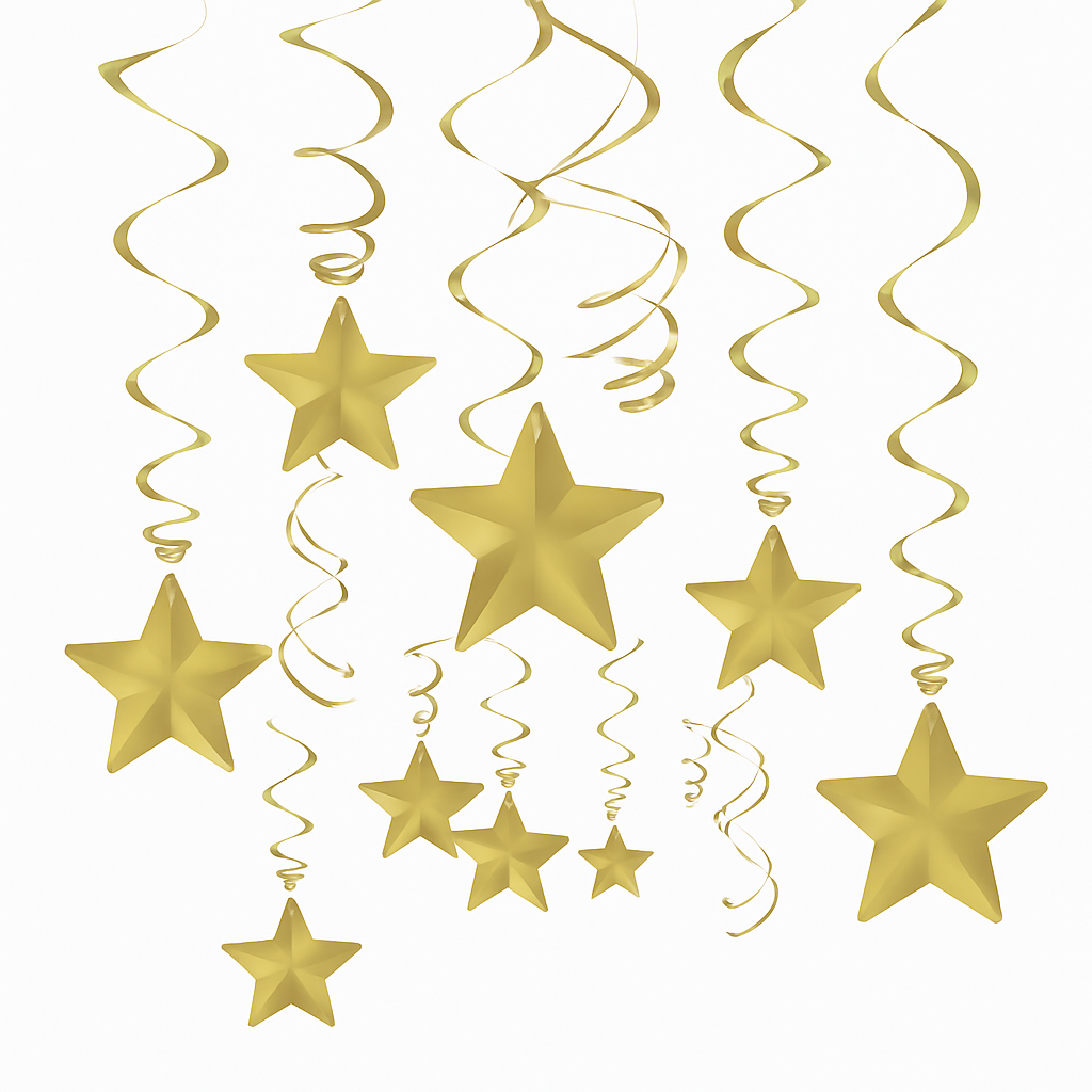 Gold Star Spiral Hanging Decorations