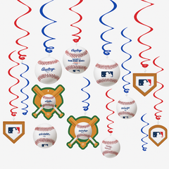 MLB Rawlings Baseball Swirl Hanging Decorations, 12-Pack