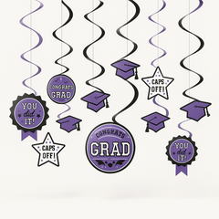 Purple Graduation Swirl Decorations Value Pack