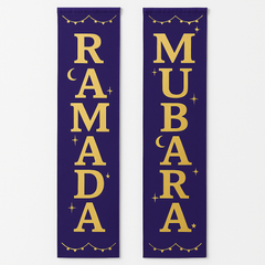 "Ramadan Mubarak" Hanging Banner Decoration Set - Purple & Gold