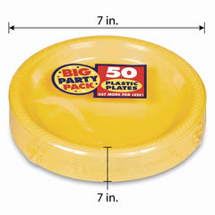 Sunshine Yellow 7" Plastic Dessert Plates - 50 Pack