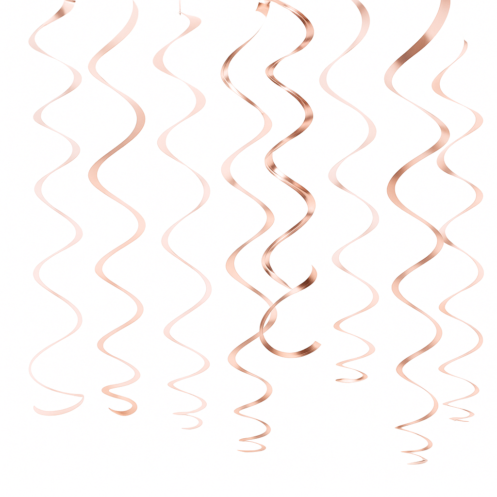 Rose Gold Swirl Decorations - 12-Pack