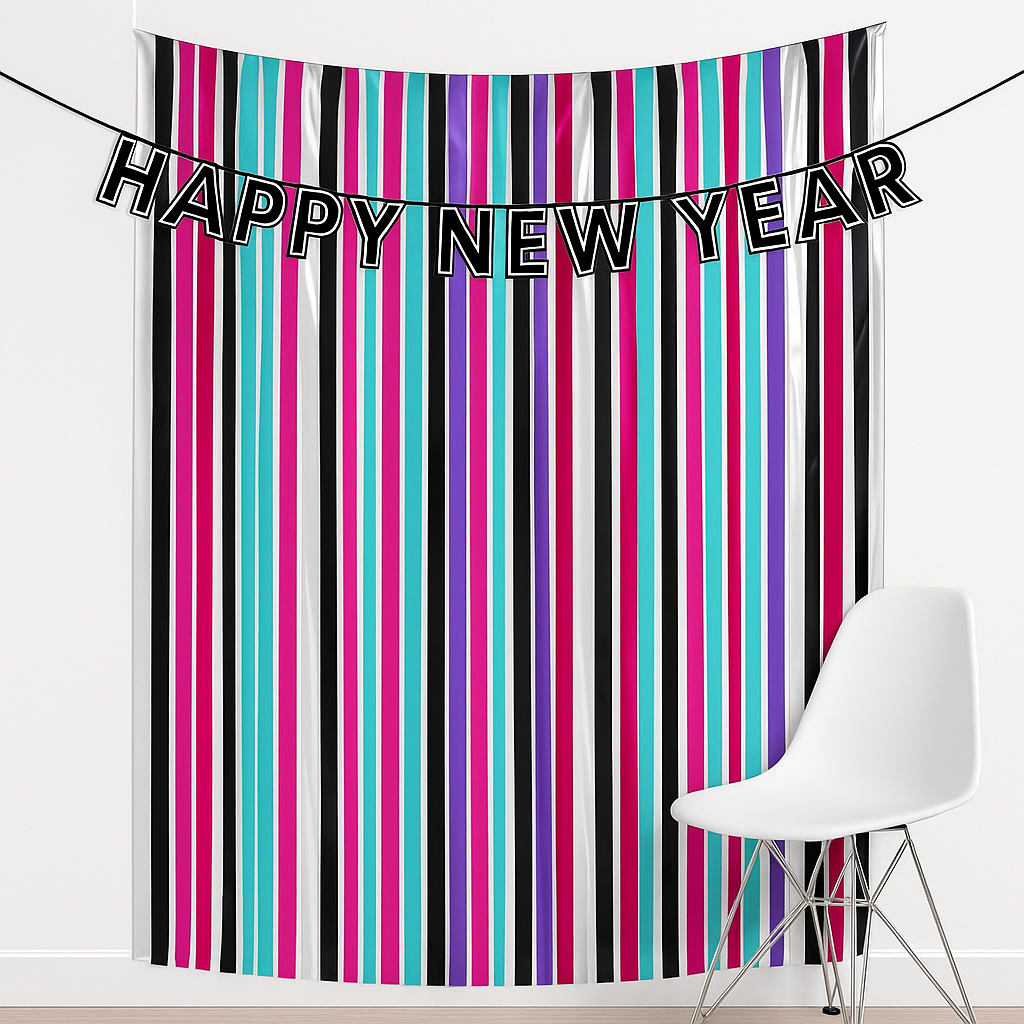 Starlight "Happy New Year" Fringe Backdrop & Banner Set