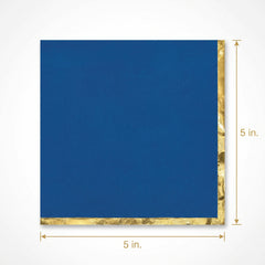 Royal Blue Beverage Napkins with Gold Hot Stamp - 5 In. X 5 In.