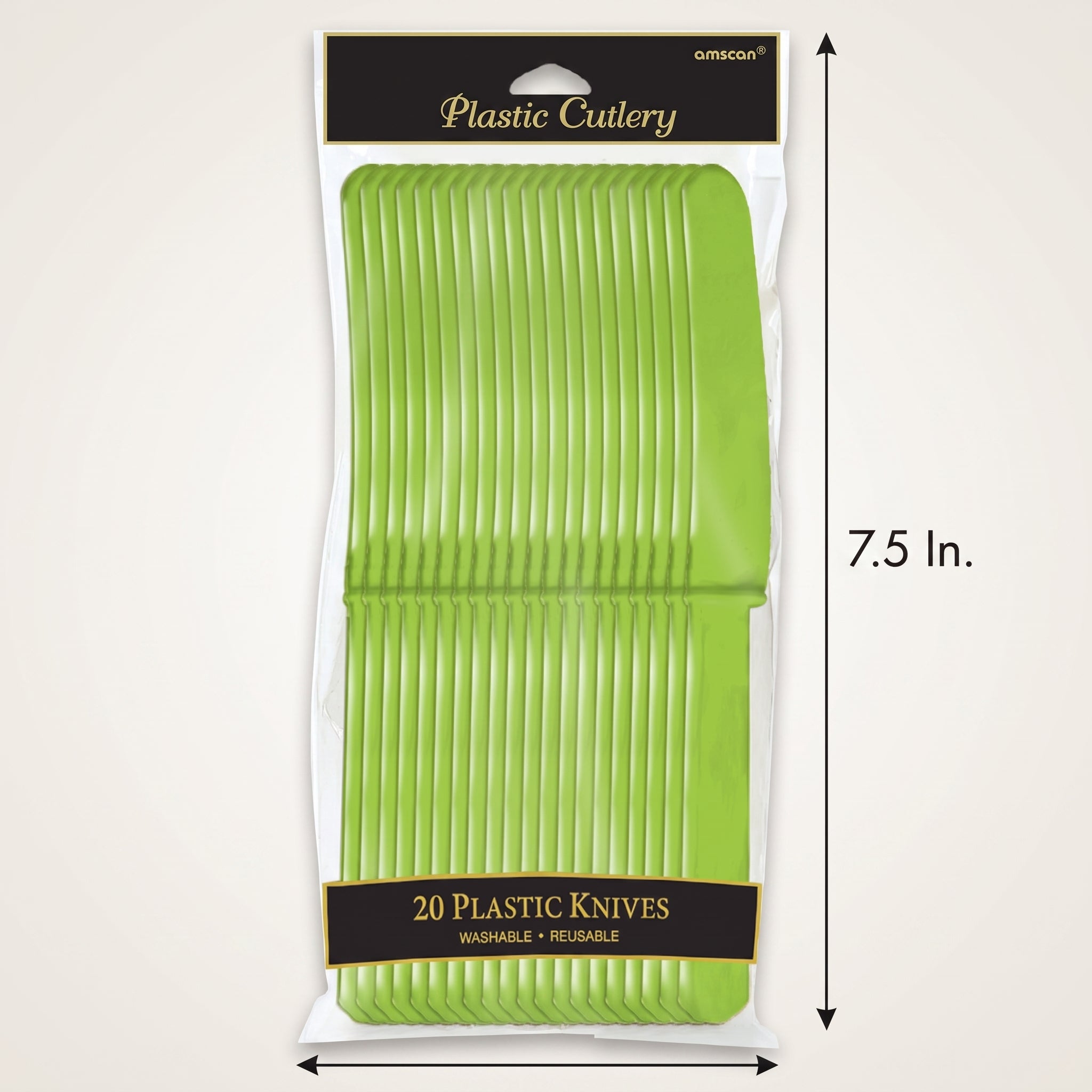 Lime Green Plastic Knives - 7.5 In. | 20 Count
