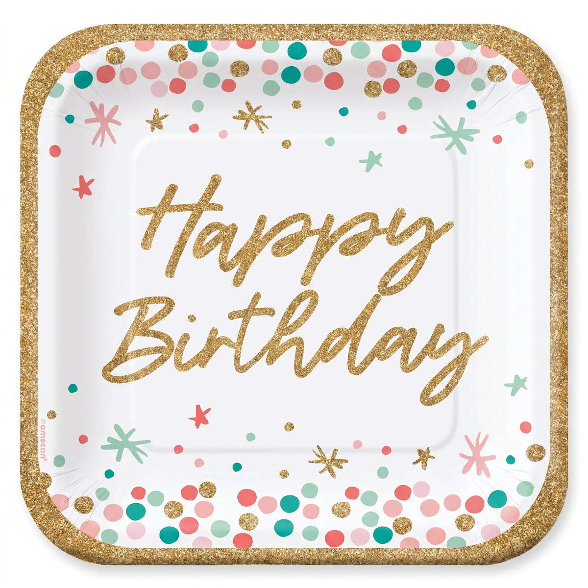 Wish Big Birthday Square Paper Plates, 9-Inch, 18-Pack