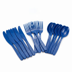 Royal Blue Heavyweight Plastic Cutlery Set - 24 Pieces - 7.5 in.