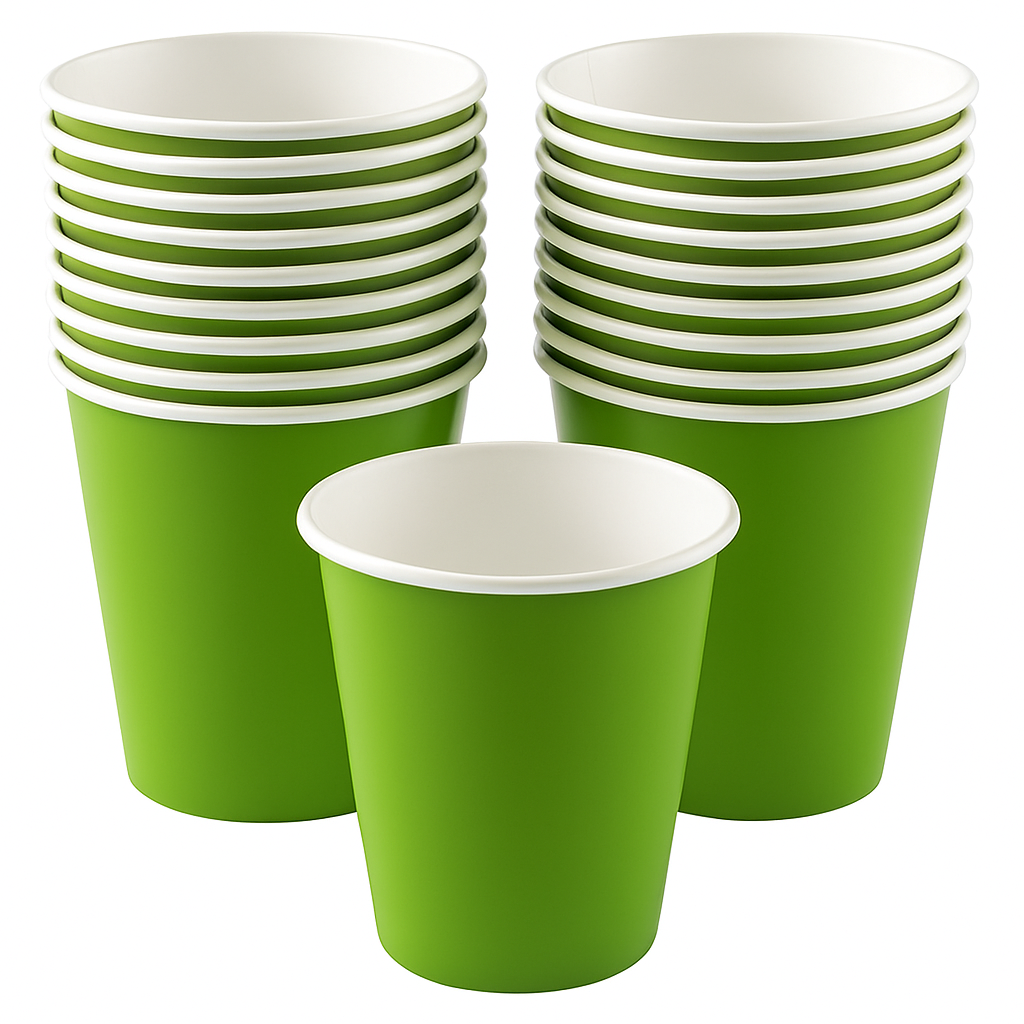 Kiwi Green 9oz Paper Cups - Solid Color Collection