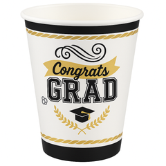 "Congrats Grad" 9 oz. Paper Cups for Graduation Celebrations
