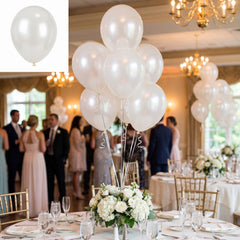 White Pearl 12" Latex Balloons - 72 Pack