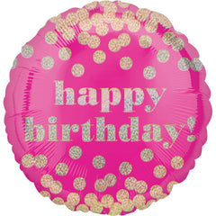 Festive Dotty Holographic Birthday Foil Balloon