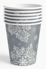 Shining Season 9 oz Paper Cups ‚Äì Festive Snowflake Design, 50 Pack