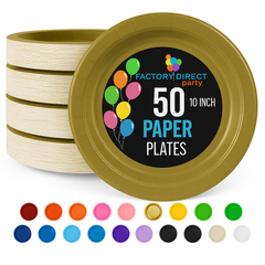 10" Gold Solid Color Paper Plates ‚Äì Pack of 10