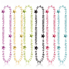 Happy Retirement Multicolor Beaded Necklaces - 32-inch, 6-Pack