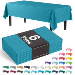 Premium Turquoise Plastic Table Covers | 6 Pack