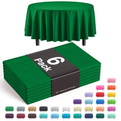 Round Emerald Green Plastic Table Covers | 6 Pack