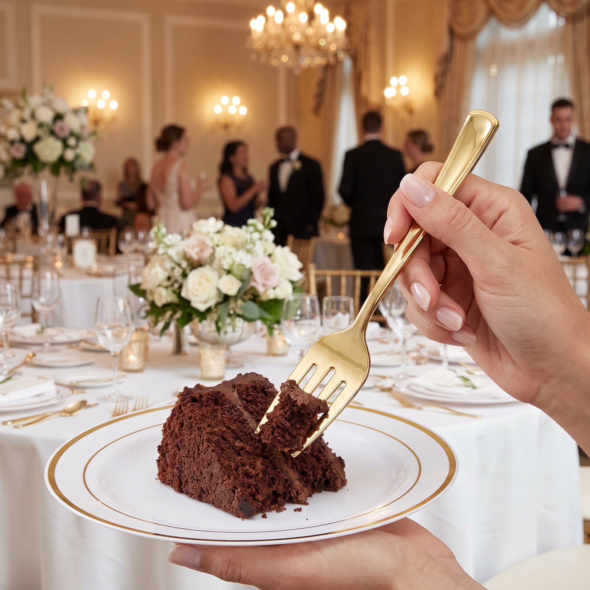 Elegant Gold Plastic Serving Fork - 9.75"