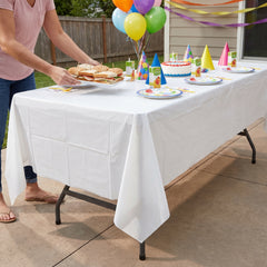 Classic White Plastic Table Cover - 54" x 108"