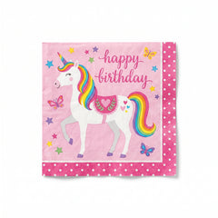 Enchanting Unicorn Birthday Beverage Napkins - 5 In. X 5 In.