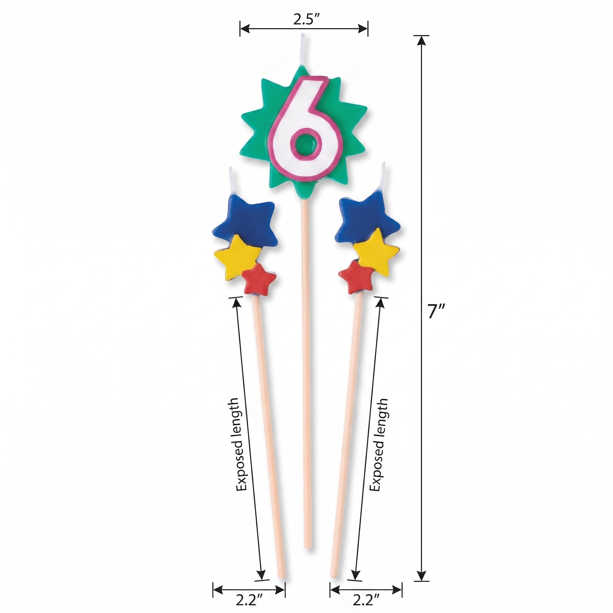 Star Birthday Toothpick Candle Set - Number 6