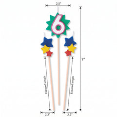 Star Birthday Toothpick Candle Set - Number 6