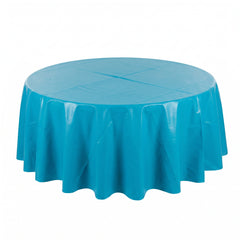Caribbean Blue Flannel Backed Round Table Cover - 84"