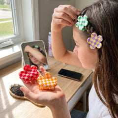 Checkerboard Flower Hair Clips - 24 Pack