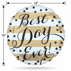 Sparkling Gold "Best Day Ever" Wedding Balloon - 18-Inch