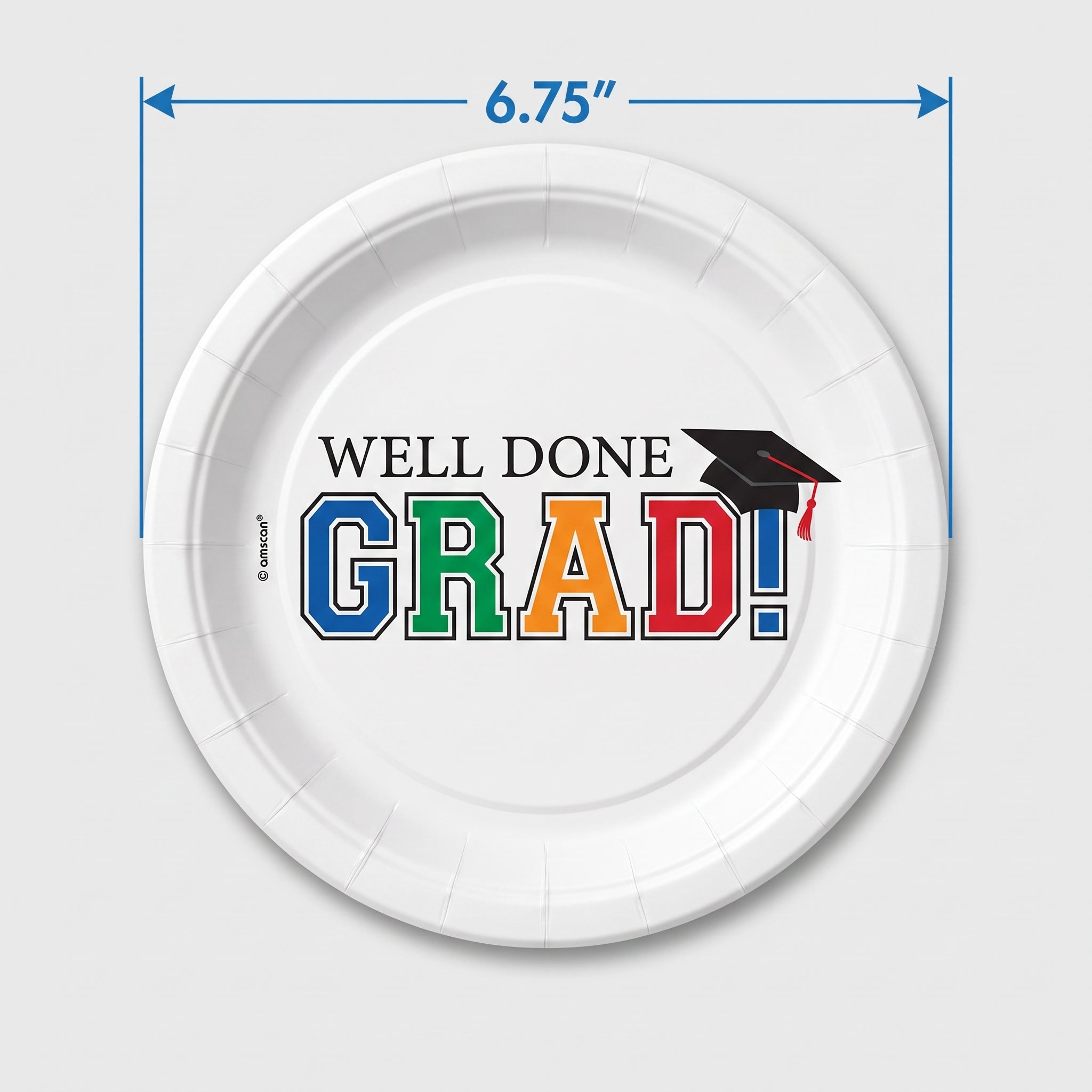 "Well Done Grad!" Graduation Party Plates - 6.75 Inch, 8 Pack