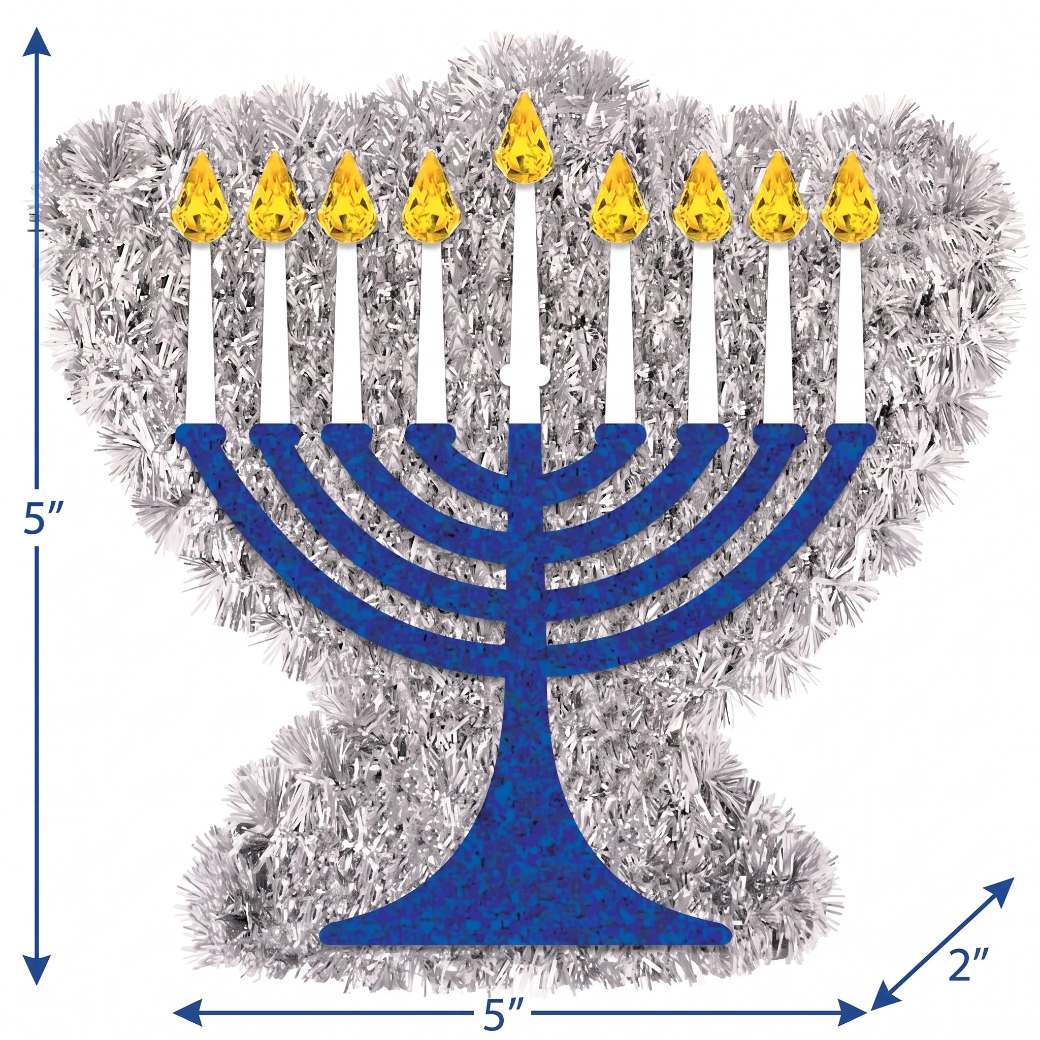 Shimmering Mini Tinsel Menorah Hanukkah Decoration