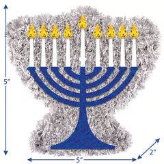 Shimmering Mini Tinsel Menorah Hanukkah Decoration