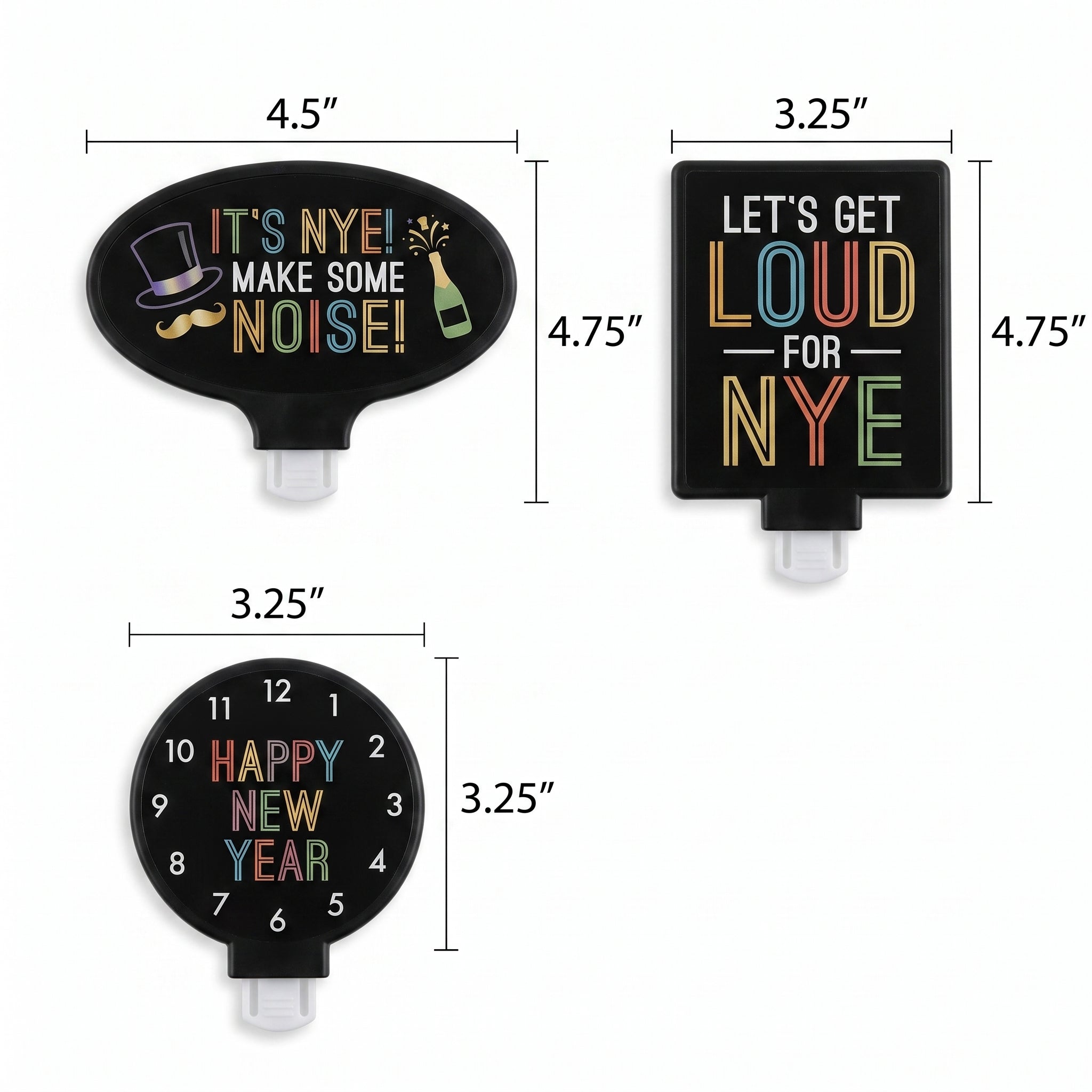 New Year's Eve Colorful Spin Noisemakers Set