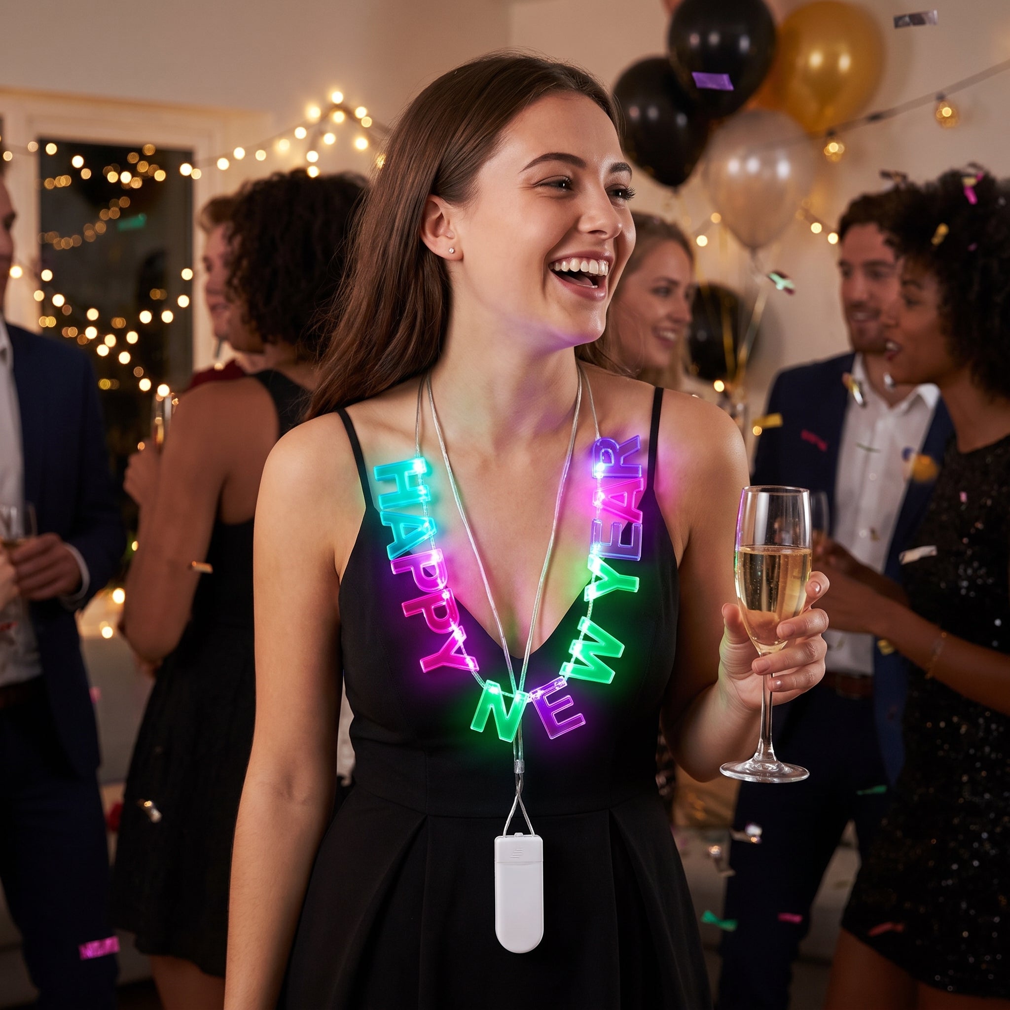 Starlight "Happy New Year" Colorful LED Light-Up Necklace