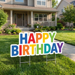 Colorful "Happy Birthday" Yard Sign with Stakes