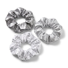 Silver Shine Hair Scrunchies Set - 3 Pack