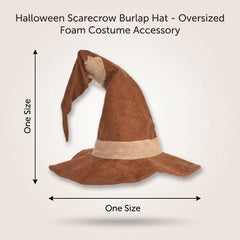 Halloween Scarecrow Burlap Hat - Oversized Foam Costume Accessory