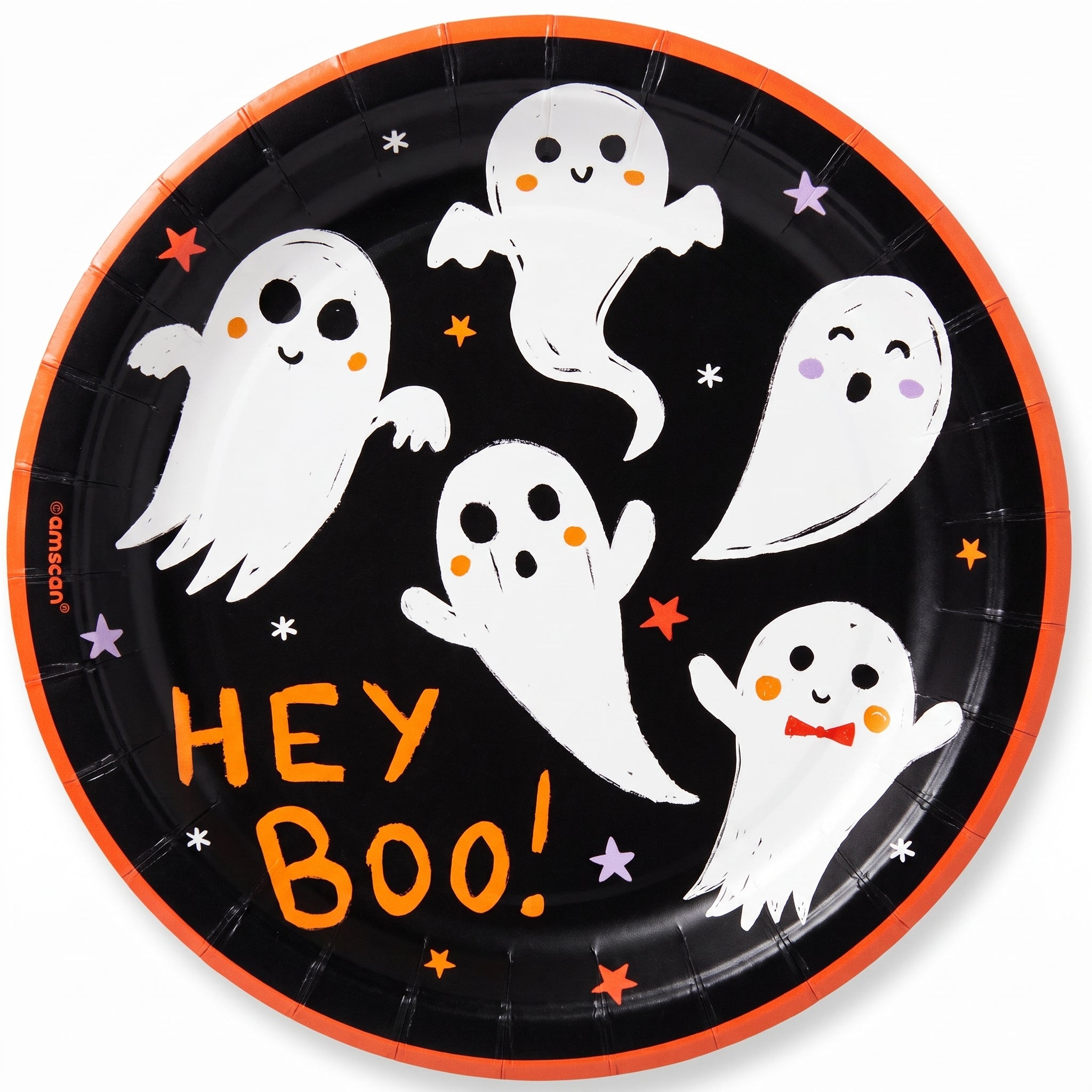 Spooky Friends 6.75 in. Halloween paper plates, 8 count, included in the Halloween trick-or-treat kit