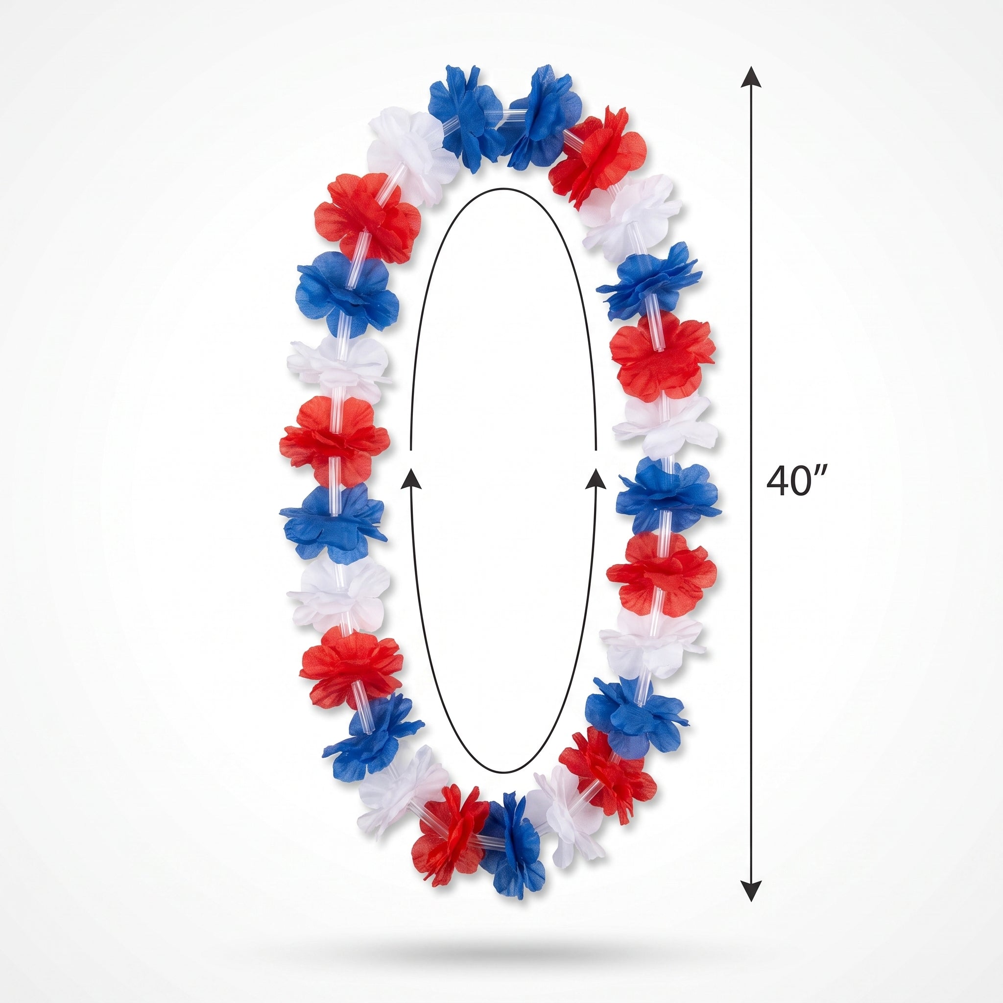 Patriotic Red, White, and Blue Leis - 6 Pack