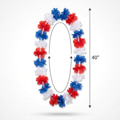 Patriotic Red, White, and Blue Leis - 6 Pack