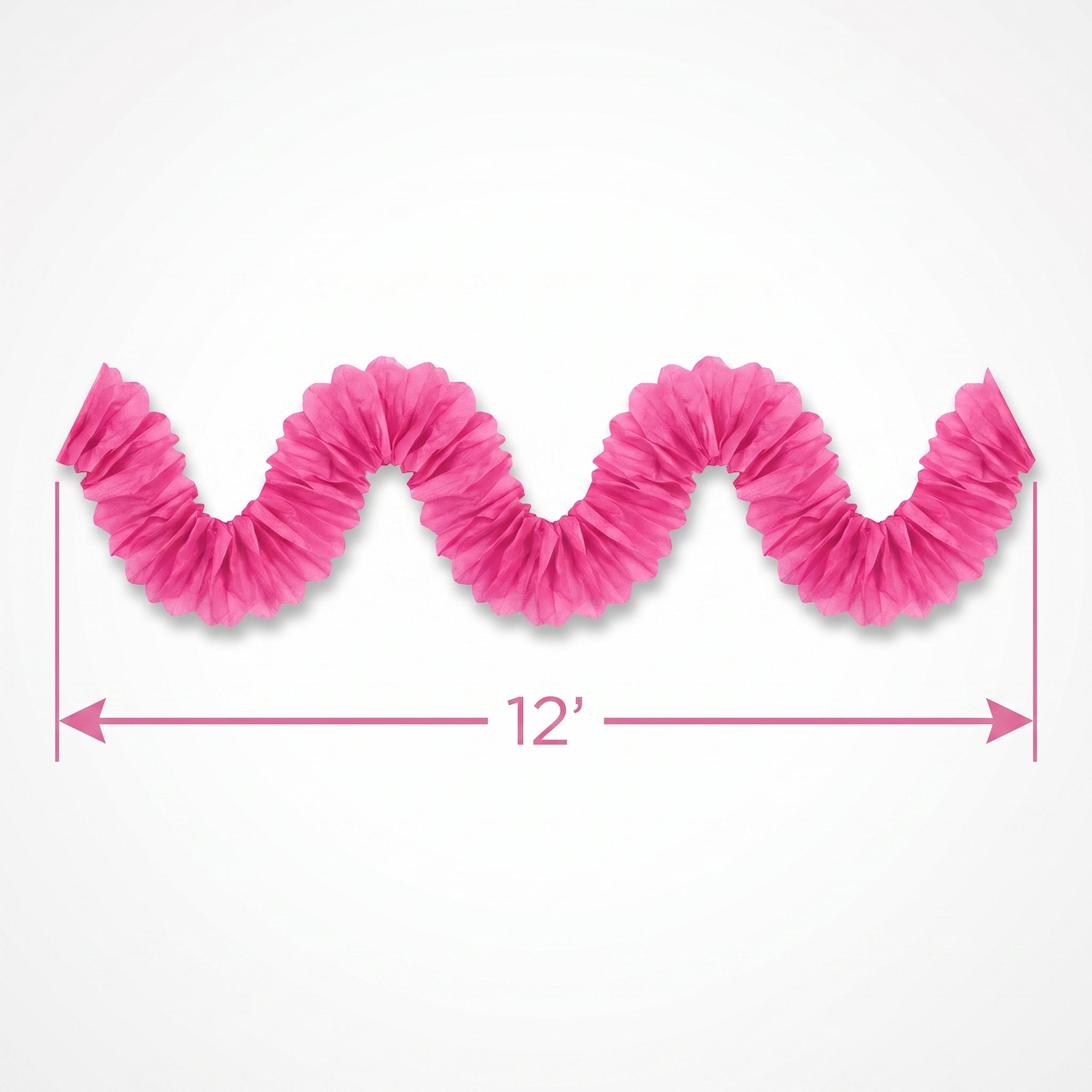Bright Pink Tissue Paper Garland - 12 ft