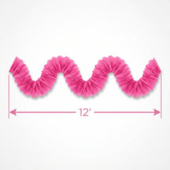 Bright Pink Tissue Paper Garland - 12 ft