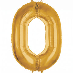 Gold Number 0 Foil Balloon - 50 Inch Metallic Celebration Decor