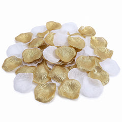 Gold & White Fabric Rose Petal Confetti - 300 Pieces