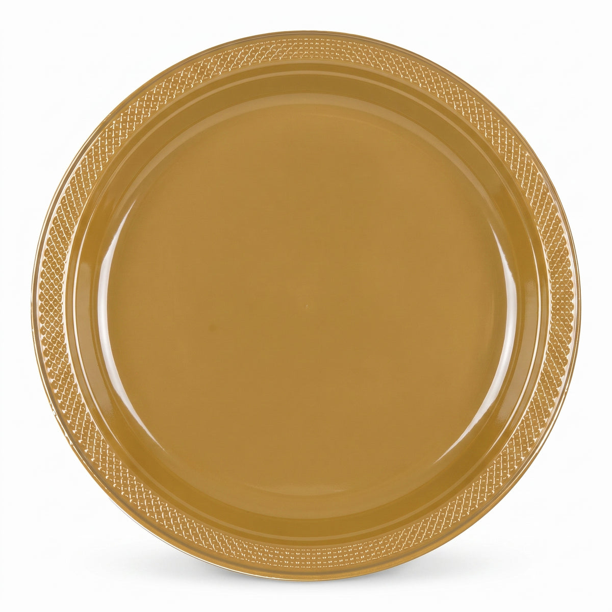 Elegant Gold 10.25" Round Plastic Dinner Plates - 20 Pack